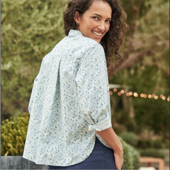 FRANK & EILEEN Silvio Liberty Woven Mini Blue Flowers NWT  $228 - Picture 5 of 5